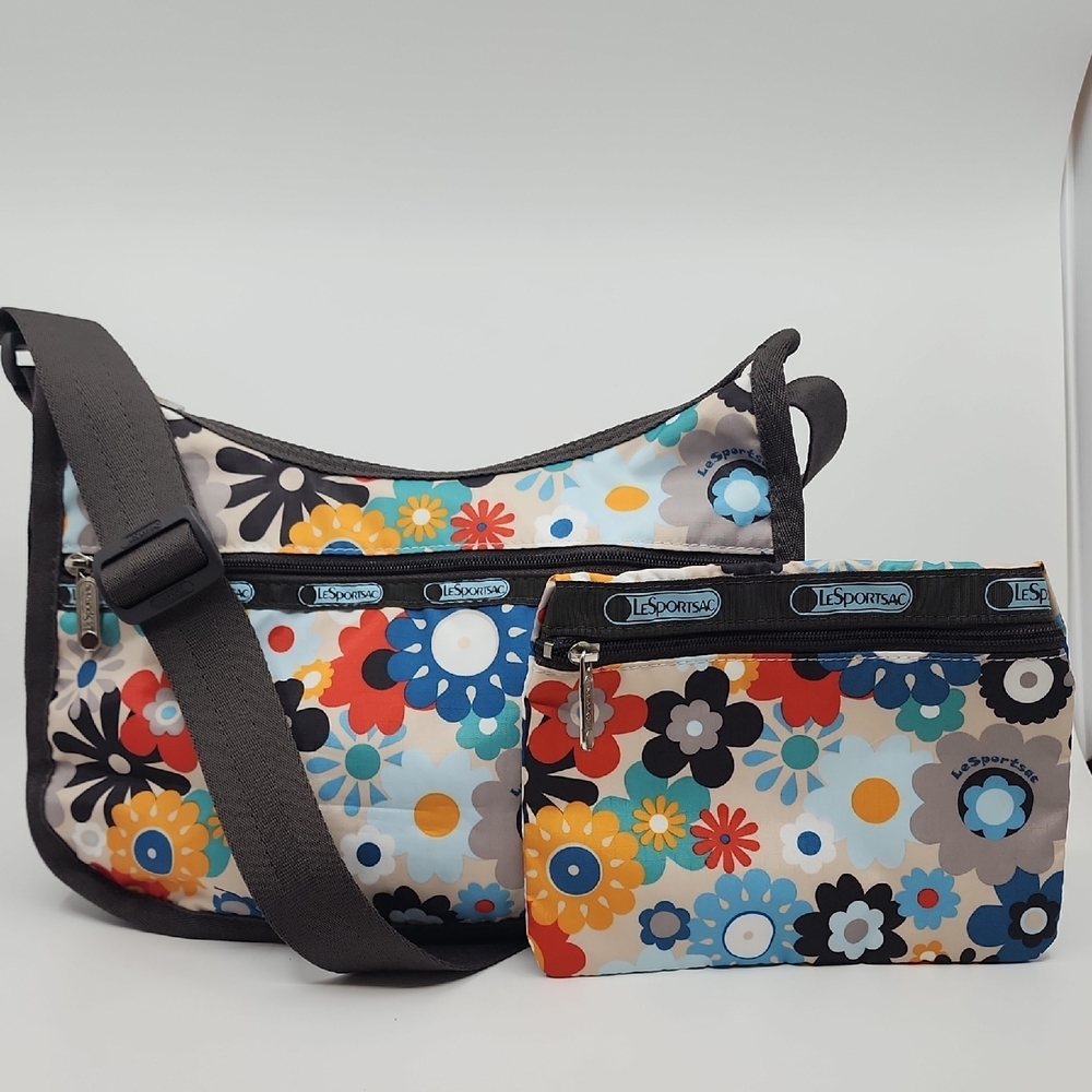 Lesportsac Crossbody Bag & Matching Makeup Pouch, EUC